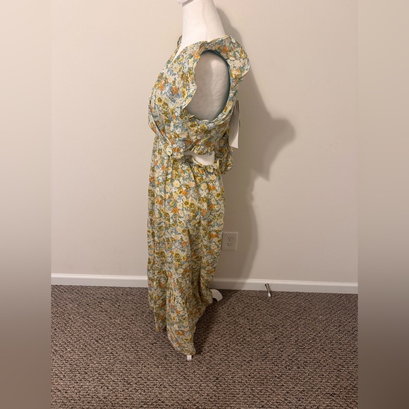 Lush Yellow and Green Floral Midi Dress Size large - Picture 2 of 7